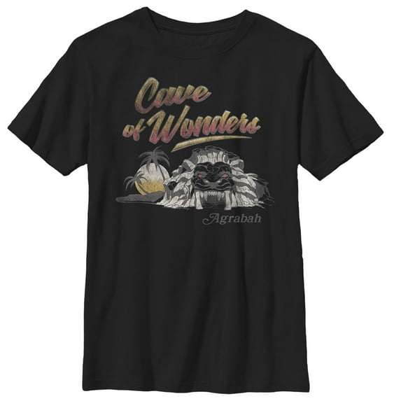 Boy's Aladdin Cave of Wonder Postcard Graphic Tee Black X Large