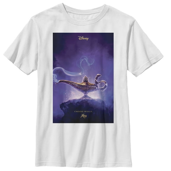 Boy's Aladdin Choose Wisely Movie Poster  Graphic Tee White X Small