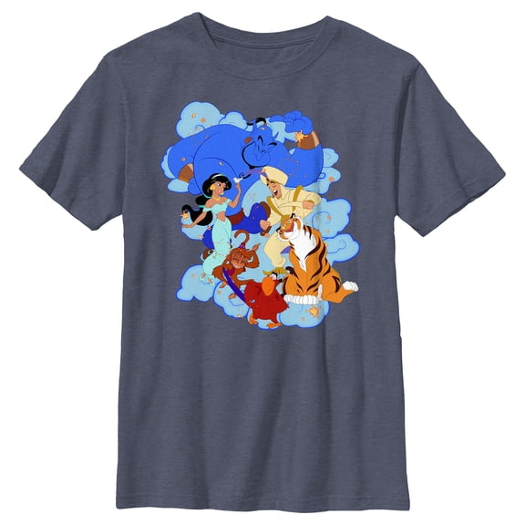 Boy's Aladdin Crew Dance Graphic Tee Navy Blue Heather Small