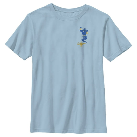 Boy's Aladdin Genie Badge Graphic Tee Light Blue Medium