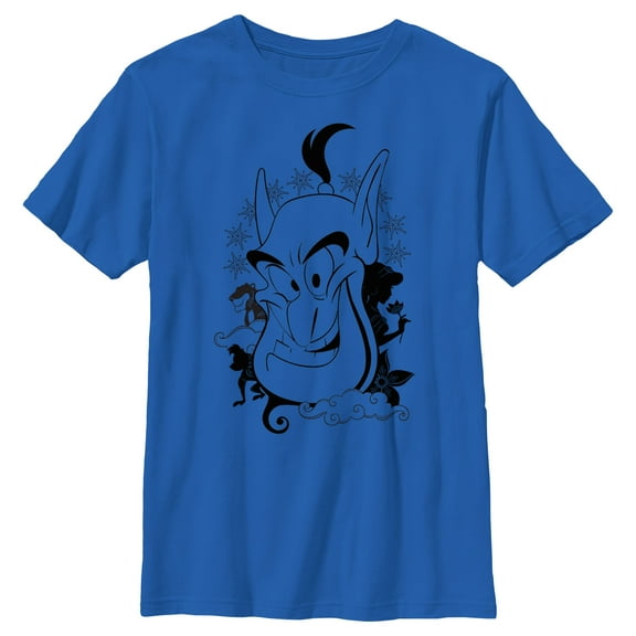 Boy's Aladdin Genie Grin Graphic Tee Royal Blue Small