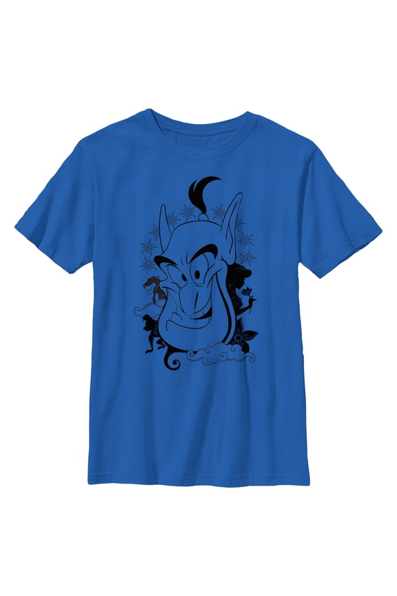 Boy's Aladdin Genie Grin Graphic Tee Royal Blue X Large