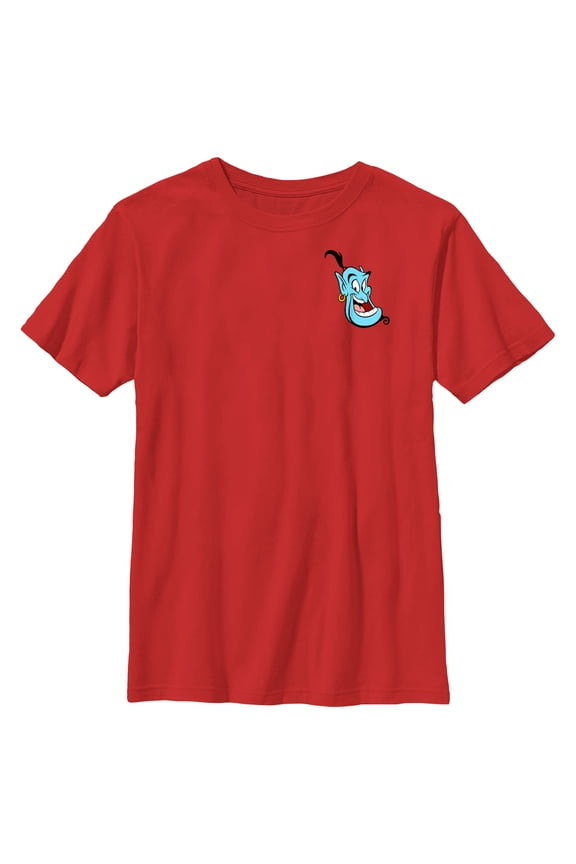 Boy's Aladdin Genie Grin Small Graphic Tee Red Small