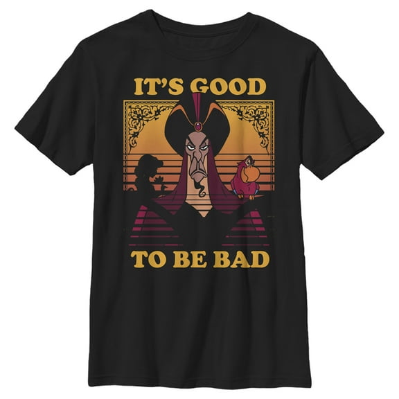 Boy's Aladdin Jafar Good to Be Bad  Graphic Tee Black X Large