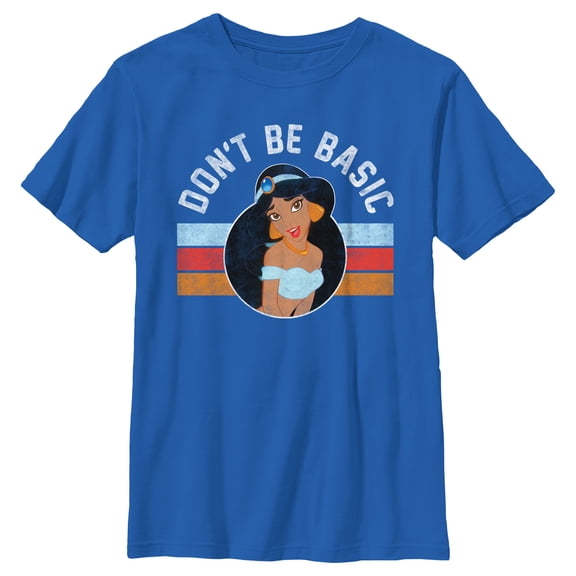 Boy's Aladdin Jasmine Don't Be Basic  Graphic Tee Royal Blue Small