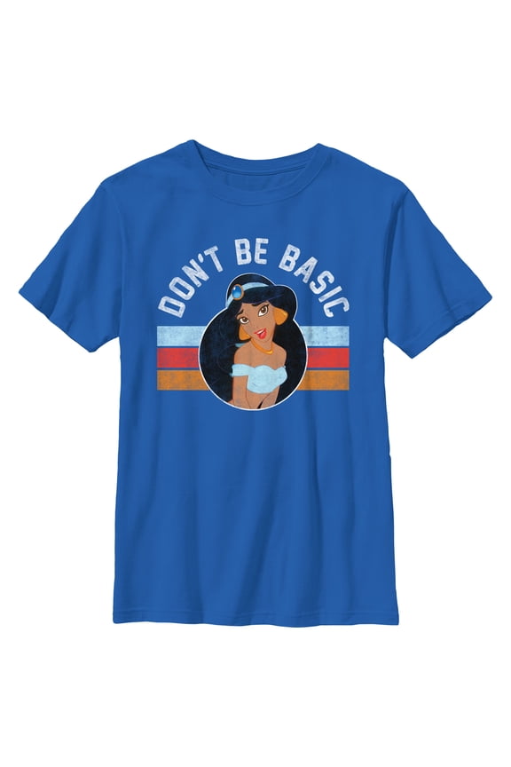 Boy's Aladdin Jasmine Don't Be Basic Graphic Tee Royal Blue Small