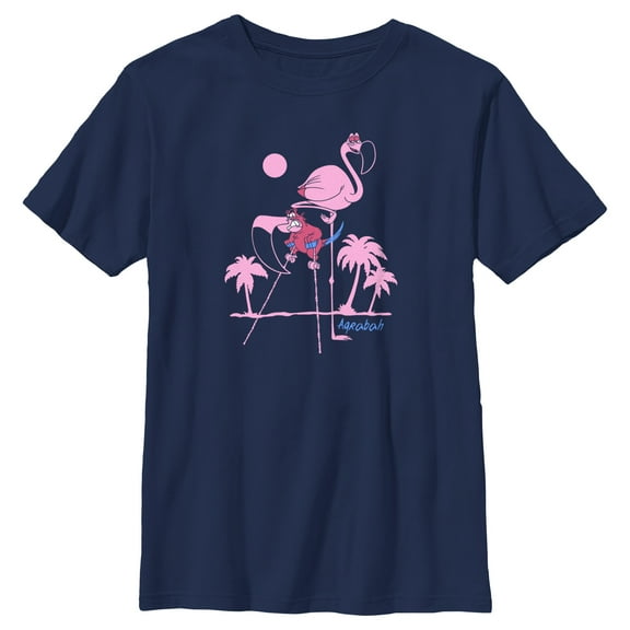 Boy's Aladdin Lago and Flamingo  Graphic Tee Navy Blue Small