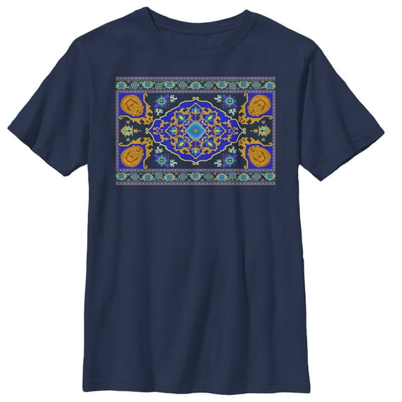 Boy's Aladdin Magic Carpet View Graphic Tee Navy Blue X Small