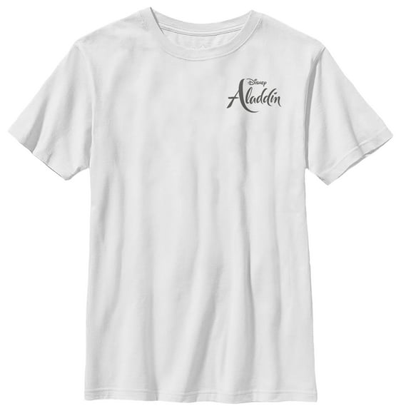 Boy's Aladdin Title Logo Badge  Graphic Tee White Medium