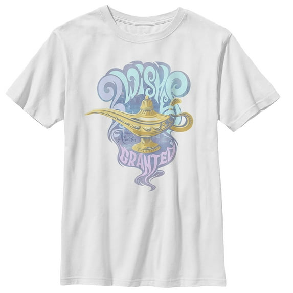 Boy's Aladdin Vintage 3 Wishes Graphic Tee White Large