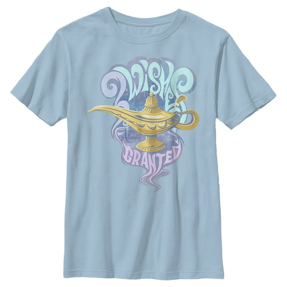 Boy's Aladdin Wishes Granted Lamp Graphic Tee Light Blue Medium