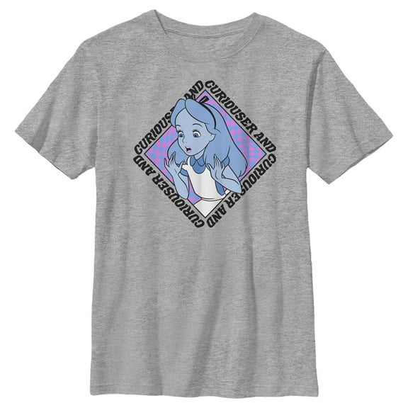 Boy's Alice in Wonderland Alice Curiouser and Curiouser  Graphic Tee Athletic Heather Small