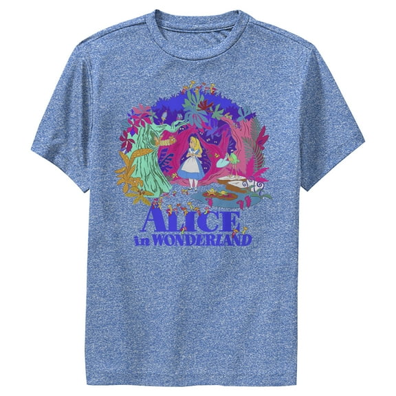 Boy's Alice in Wonderland Alice In Colorful Scary Forest  Performance Graphic Tee Royal Blue Heather Medium