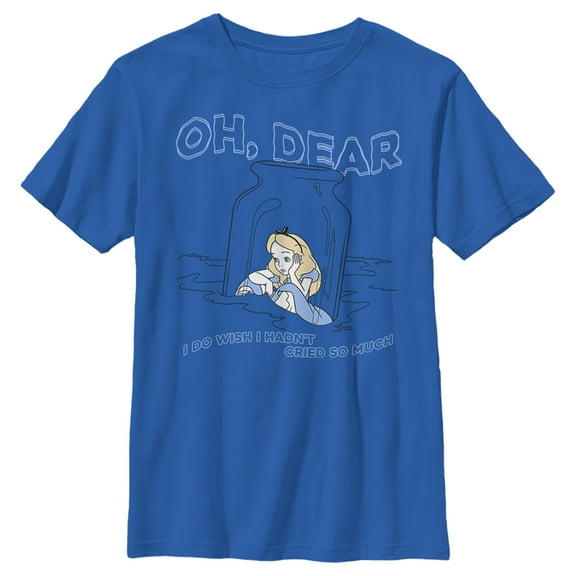 Boy's Alice in Wonderland Alice Oh, Dear Cried So Much  Graphic Tee Royal Blue Large