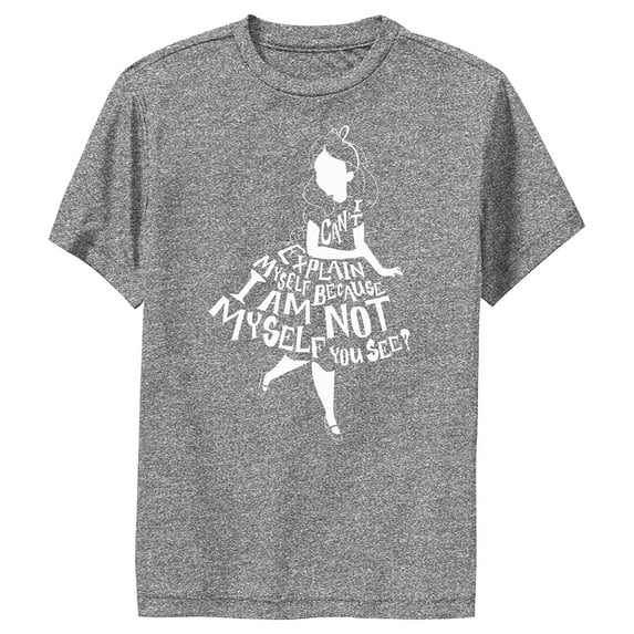 Boy's Alice in Wonderland I Am Not Myself Silhouette Performance Graphic Tee Charcoal Heather X Large