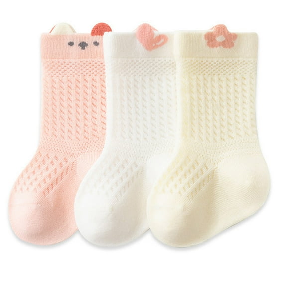 Boy's Ankle Socks Children's Cute Tube Sock Lace Mesh Breathable Mid-Calf Crew Socks Seamless Socks XS