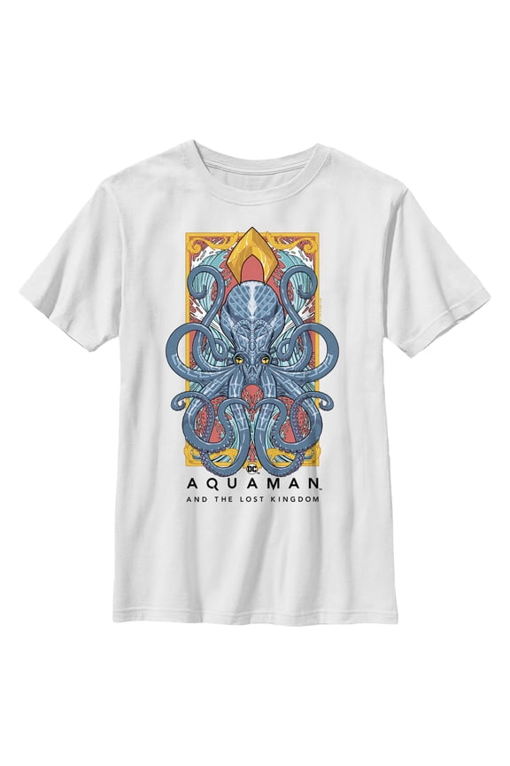 Boy's Aquaman and the Lost Kingdom Topo Poster Graphic Tee White Large