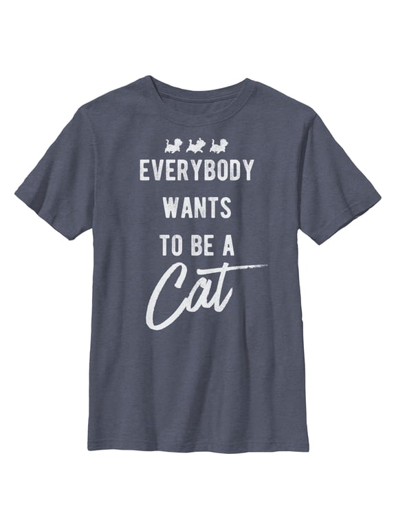 Boy's Aristocats Everybody Wants To Be a Cat Graphic Tee Navy Blue Heather Large