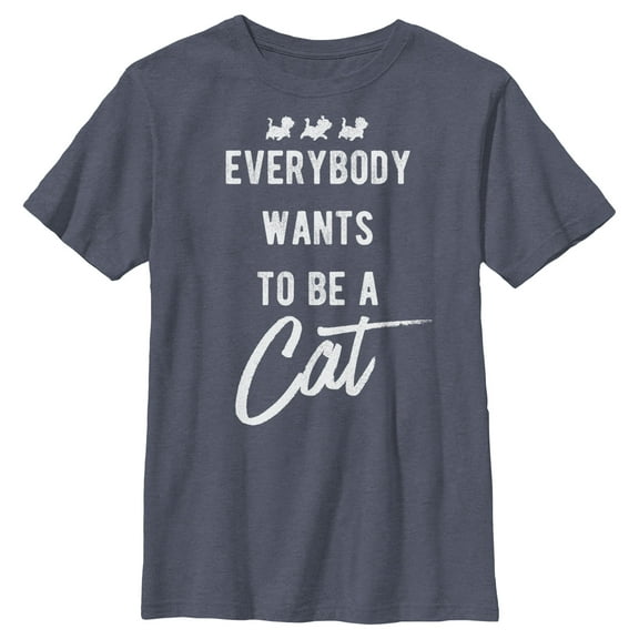 Boy's Aristocats Everybody Wants To Be a Cat  Graphic Tee Navy Blue Heather Medium