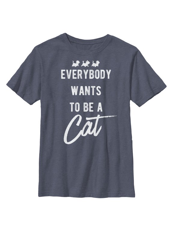 Boy's Aristocats Everybody Wants To Be a Cat Graphic Tee Navy Blue Heather X Large