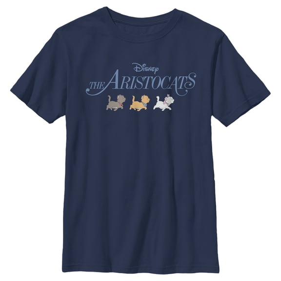 Boy's Aristocats Kitten Strut Movie Logo  Graphic Tee Navy Blue X Small