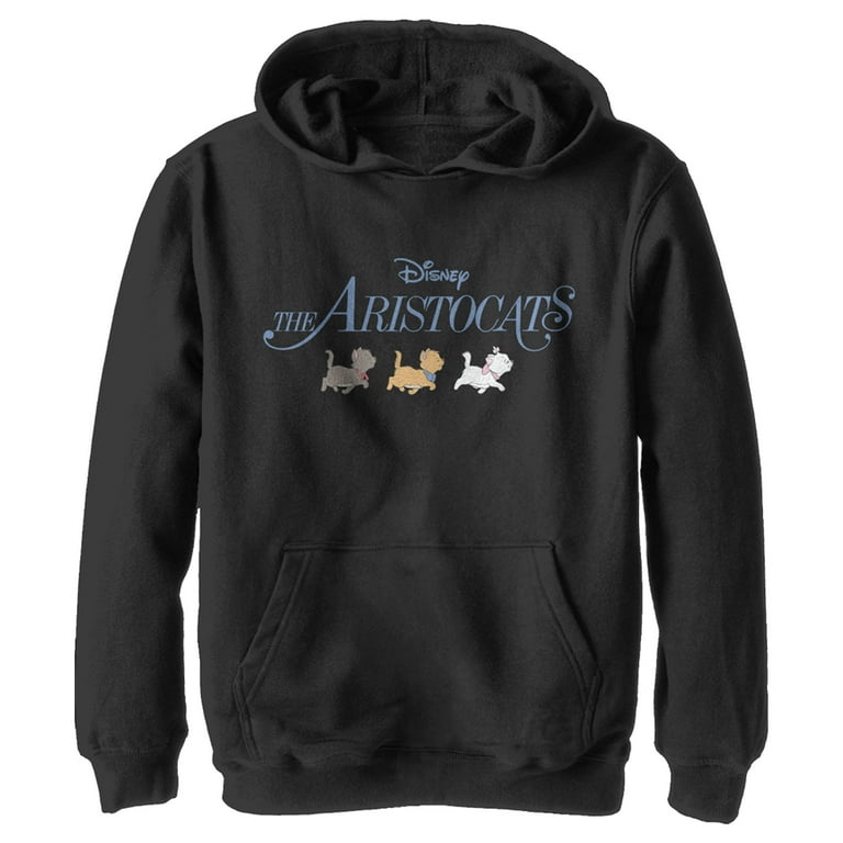 Boy s Aristocats Kitten Strut Movie Logo Pull Over Hoodie Black