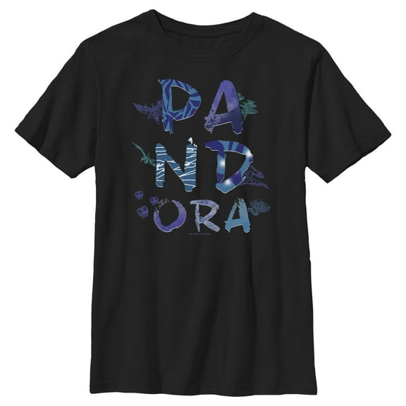 Boy's Avatar Pandora Flora and Fauna Logo Graphic Tee Black Large