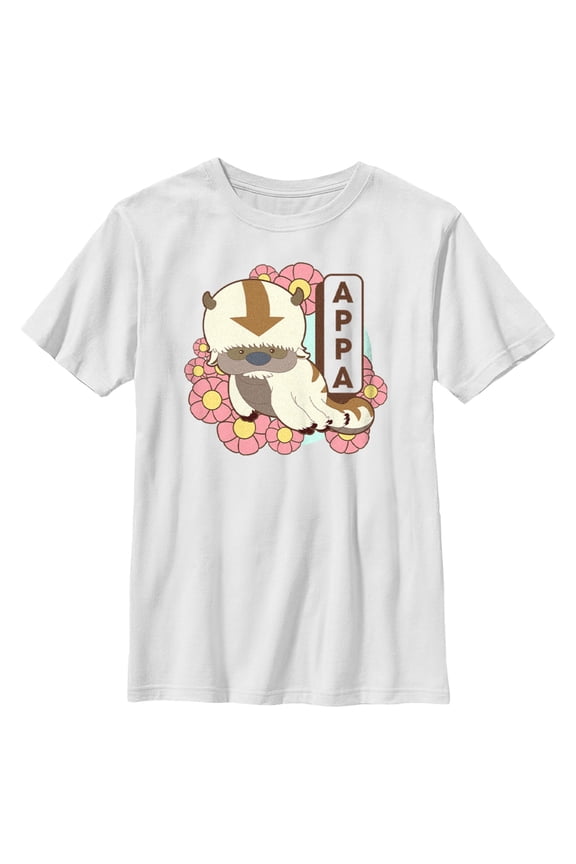 Boy's Avatar: The Last Airbender Floral Cute Appa Graphic Tee White Small