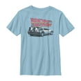thumbnail image 1 of Boy's Back to the Future DeLorean Cartoon Graphic Tee Light Blue Small, 1 of 4