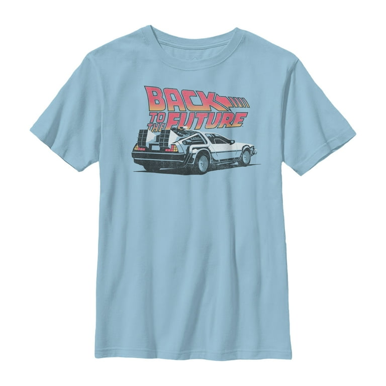 Boy s Back to the Future DeLorean Cartoon Graphic Tee Light Blue X Large