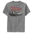 thumbnail image 1 of Boy's Back to the Future DeLorean Cartoon  Performance Graphic Tee Charcoal Heather Large, 1 of 4