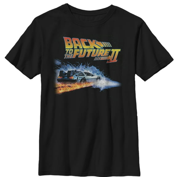 Boy's Back to the Future Part 2 Electric DeLorean  Graphic Tee Black Medium