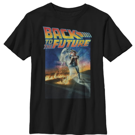 Boy's Back to the Future Retro Marty McFly Poster Graphic Tee Black X Large