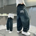 thumbnail image 1 of Boy's Baggy Hop Jeans Loose Fit Skateboard Denim Pants Streetwear Durable Quality Vintage Plain Pants Multiple Pockets for Boys, 1 of 5