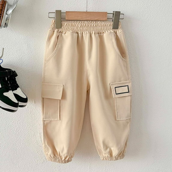 Boy's Baggy Pants Elastic Waist Casual Wide Leg with Multiple Pockets Fit Joggers Lounge Pants Trousers with Pockets for Outdoor Adventures