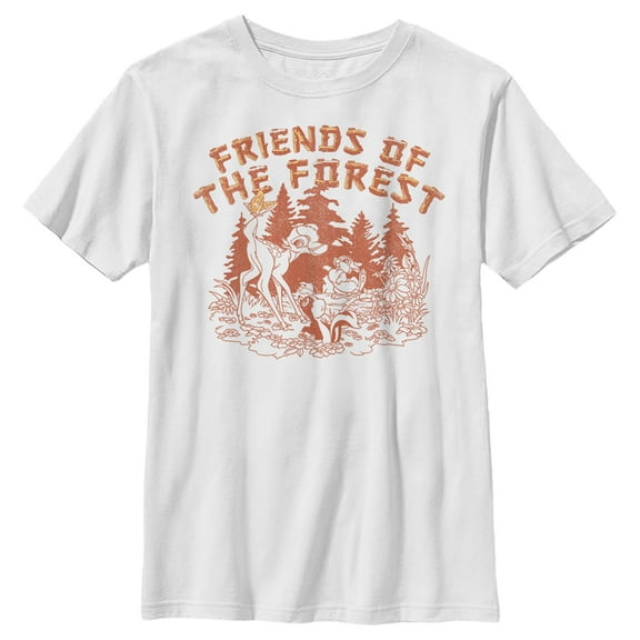 Boy's Bambi Artistic Friends Of The Forest  Graphic Tee White Large
