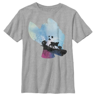 Boy's Bambi Blue Watercolor Silhouette  Graphic Tee Athletic Heather Small