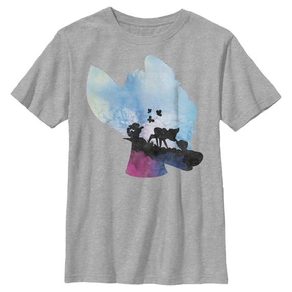 Boy's Bambi Blue Watercolor Silhouette Graphic Tee Athletic Heather Small