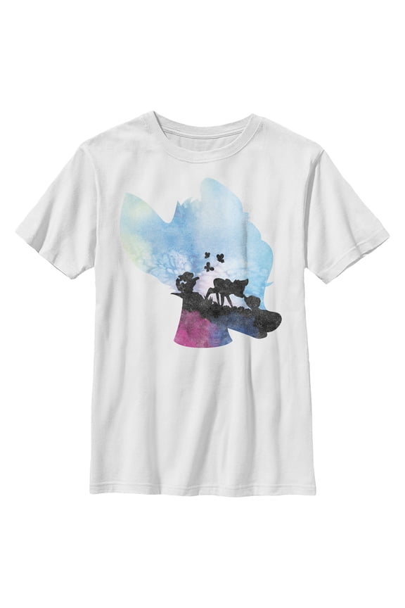 Boy's Bambi Blue Watercolor Silhouette Graphic Tee White Large