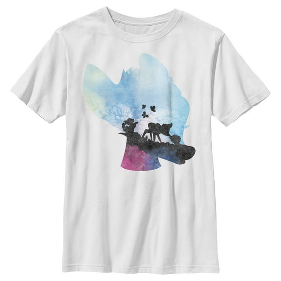 Boy's Bambi Blue Watercolor Silhouette Graphic Tee White Small