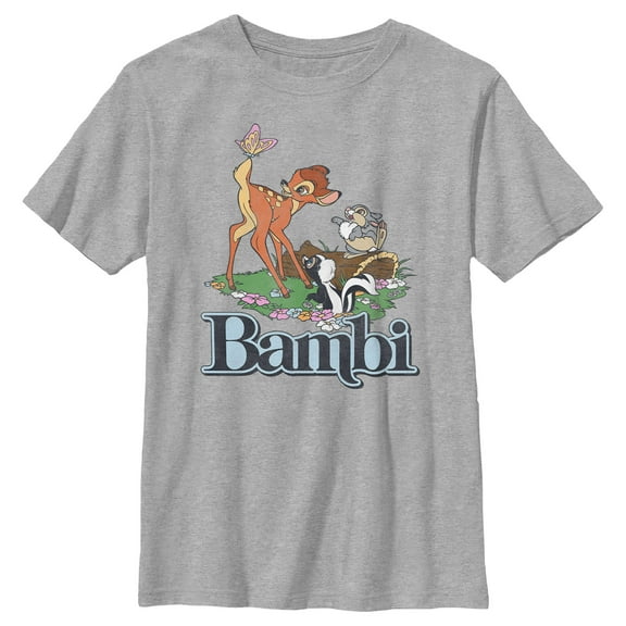 Boy's Bambi Distressed Classic Scene  Graphic Tee Athletic Heather Large
