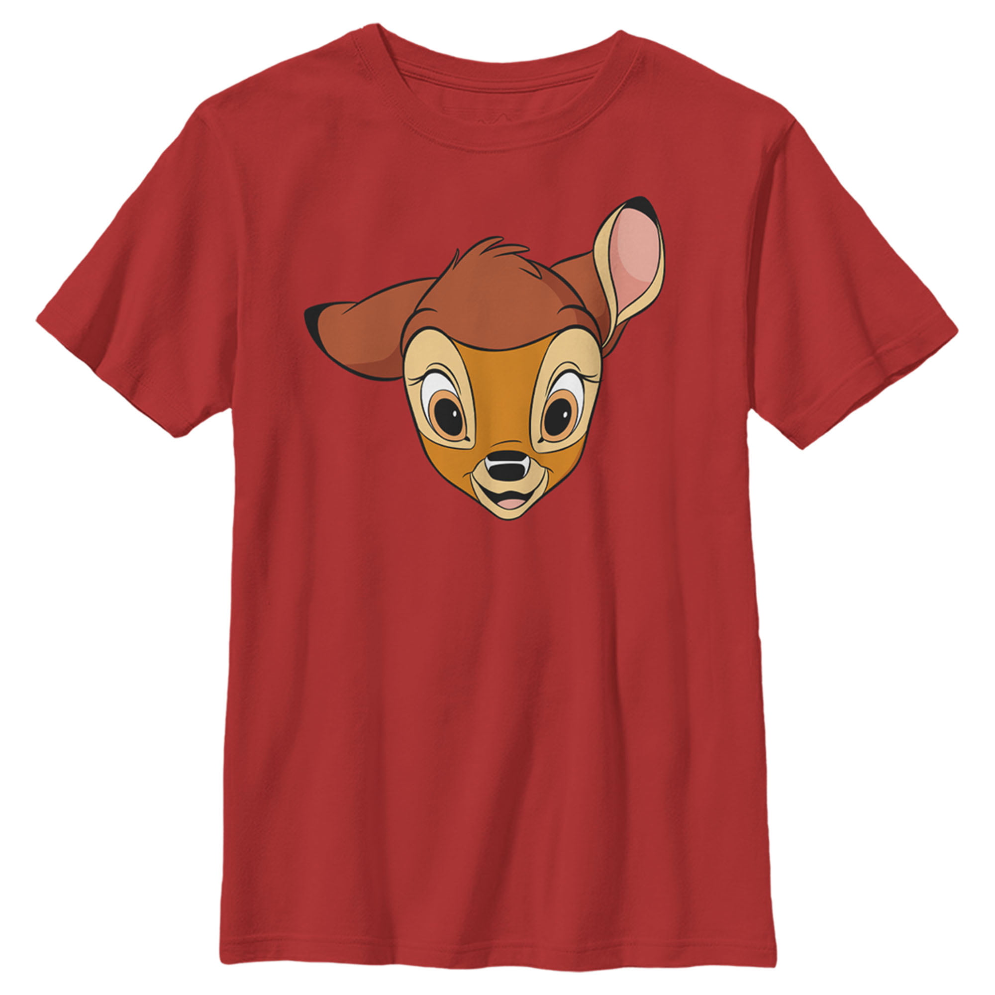 Boy's Bambi Face Portrait Graphic Tee Red Large