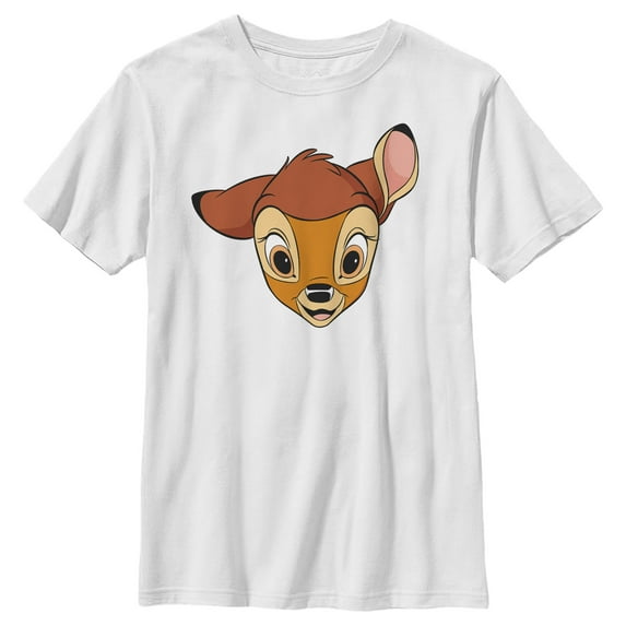 Boy's Bambi Face Portrait Graphic Tee White Large
