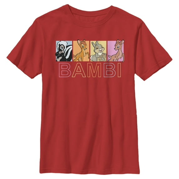 Boy's Bambi Failine, Thumper & Flower Character Boxes Graphic Tee Red X Large
