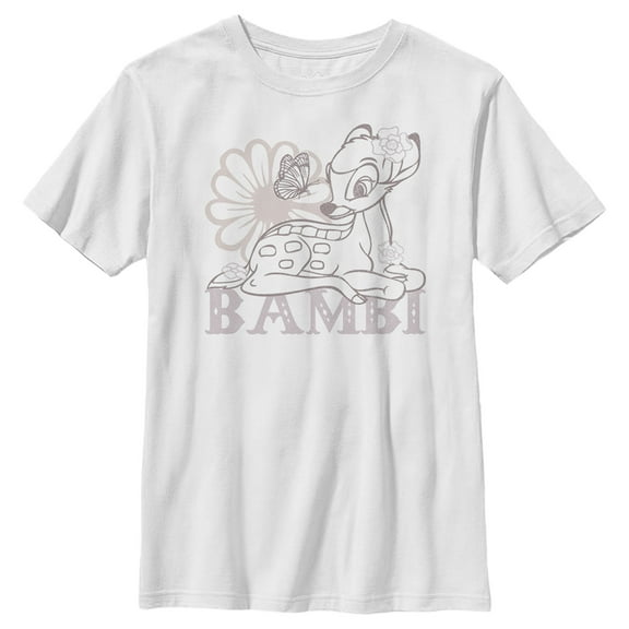 Boy's Bambi Flower and Butterfly Sketch Graphic Tee White X Large