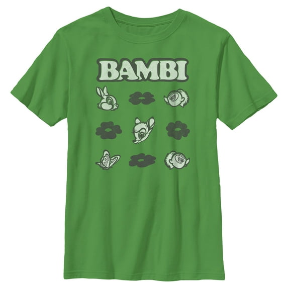 Boy's Bambi Friends Square Graphic Tee Kelly Green Medium