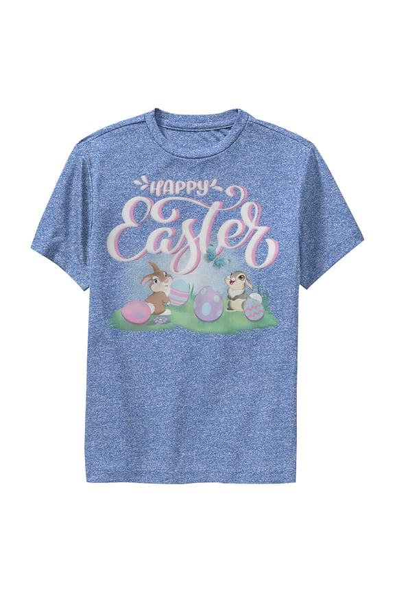 Boy's Bambi Happy Easter Thumper Performance Graphic Tee Royal Blue Heather Medium
