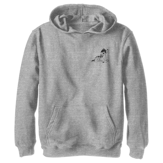 Boy's Bambi Pocket Sketch Bambi Pull Over Hoodie Athletic Heather Large