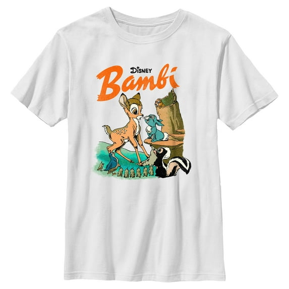 Boy's Bambi Retro Poster Graphic Tee White X Large