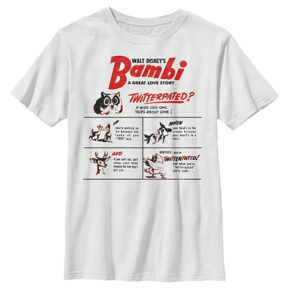 Boy's Bambi Twitterpated Love Advice Graphic Tee White Large